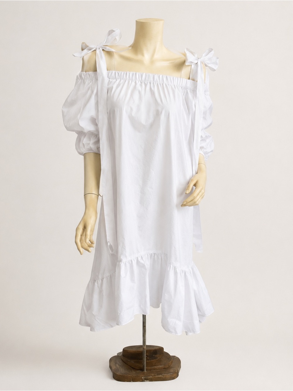 Imperial white shabby chic babydoll prairie ruffle boho bohemian dress XS